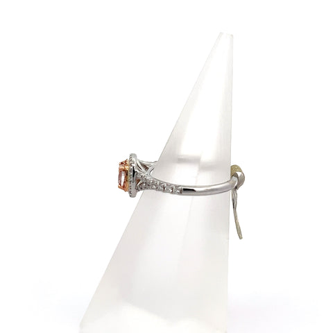 40462 - 18kt WG GIA NF Brown Pink Halo Shoulders Ring