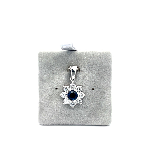 18kt WG Sapphire and Diamond Flower Pendant