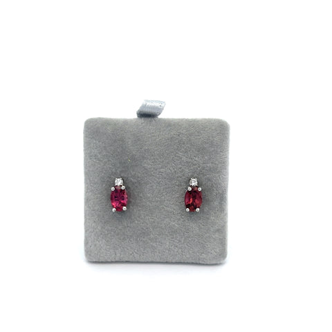 18kt YG Oval Pink Tourmaline and Diamond Earrings