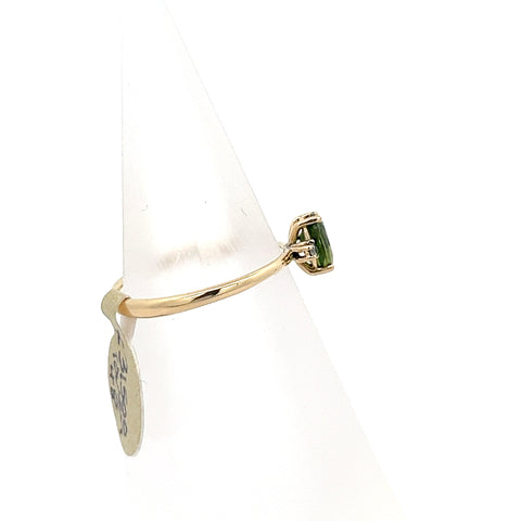 TOURM48 - 18kt YG Green Oval Tourmaline and Diamond Ring