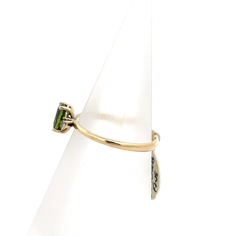 TOURM48 - 18kt YG Green Oval Tourmaline and Diamond Ring