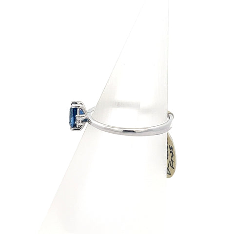 S0198 - 18kt WG Blue Oval Sapphire and Diamond Ring