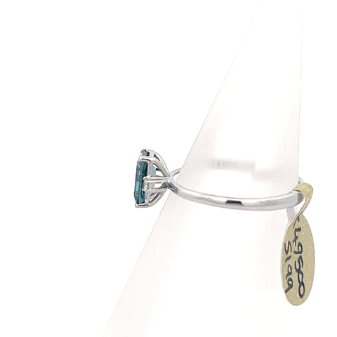 S0199 - 18kt WG Octagonal Blue Sapphire and Diamond Ring
