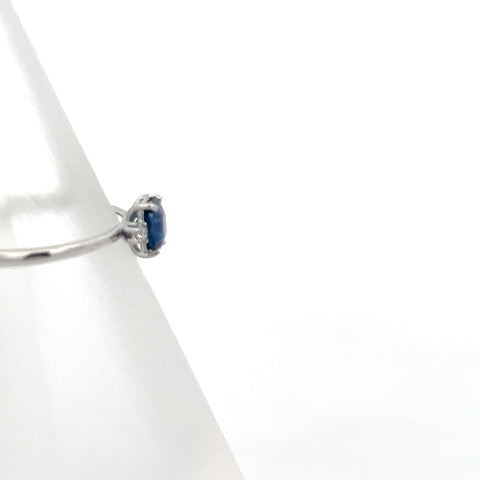 S0200 - 18kt WG Octagonal Blue Sapphire and Diamond Ring