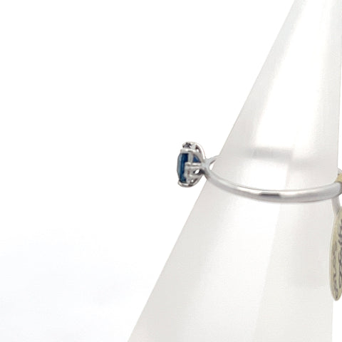 S0200 - 18kt WG Octagonal Blue Sapphire and Diamond Ring