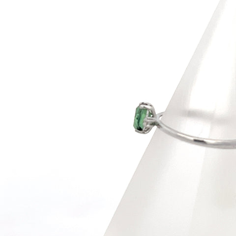 TOURM49 - 18kt WG Oval Green Tourmaline and Diamond Ring