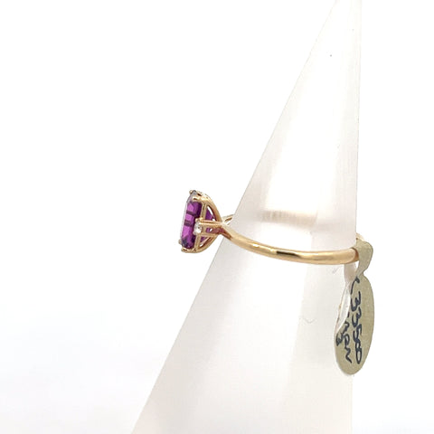 GARN3 - -18kt YG Octagonal Purple Garnet and Diamond Ring
