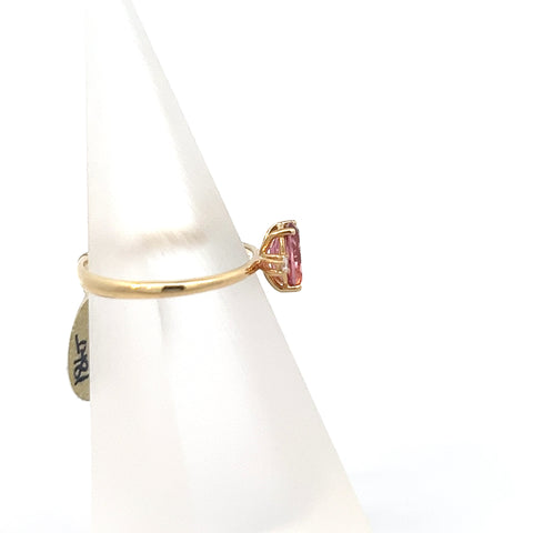 TOURM50 - 18kt YG Oval Pink Tourmaline and Diamond Ring