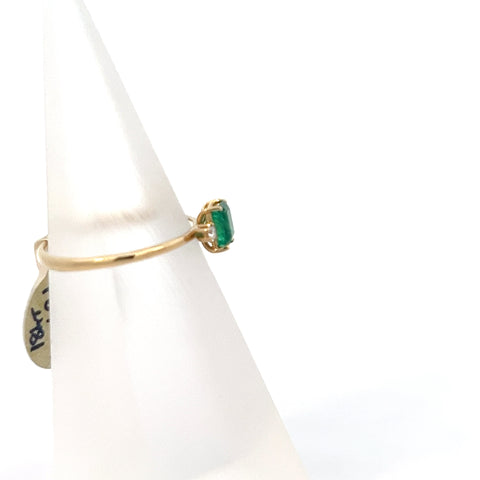 E0186 - 18kt YG Octagonal Emerald and Diamond Ring