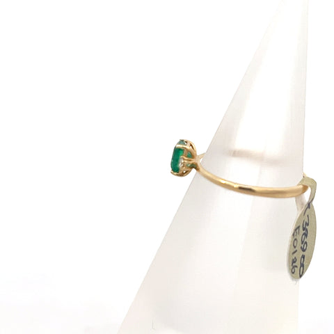 E0186 - 18kt YG Octagonal Emerald and Diamond Ring
