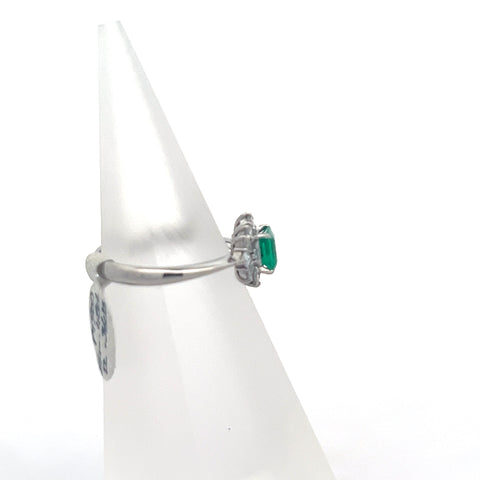 E0188 - Plat900 Square Octagonal Emerald with Fancy Halo