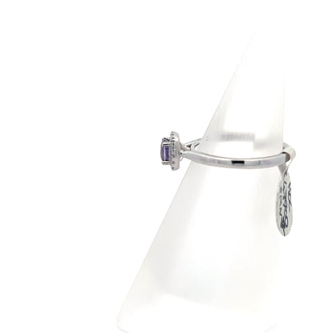 SPIN7 - Platinum Lilac Cushion Spinel with Diamond Halo Ring