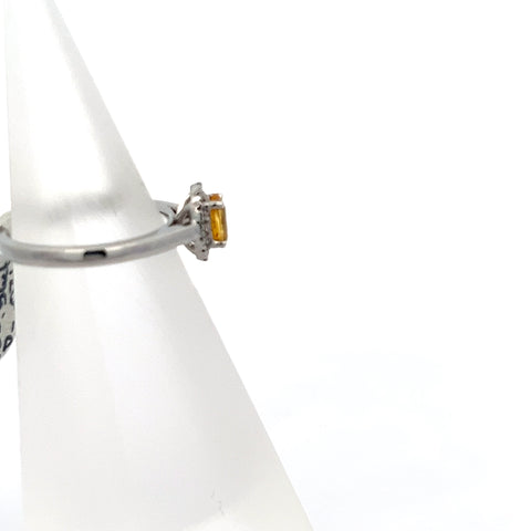 YS0213 - Platinum Oval Yellow Sapphire and Diamond Halo Ring