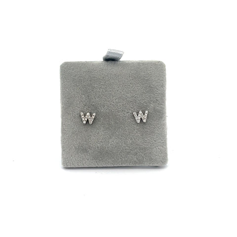 18KT WG 0.06cts 'W' Initial Studs
