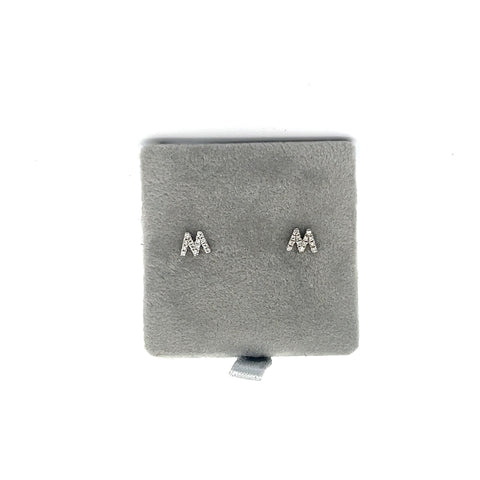 18KT WG 0.06cts 'M' Initial Studs