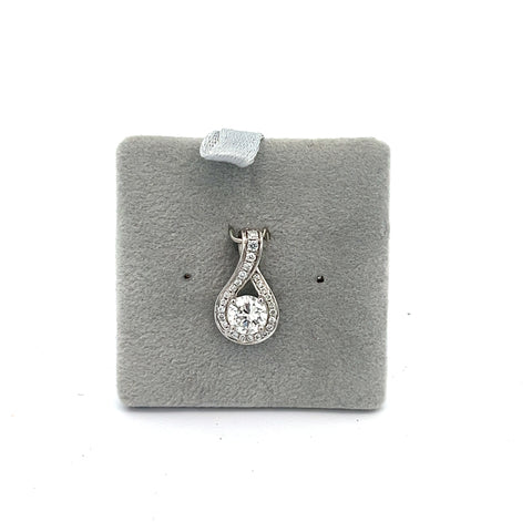 18KT WG Round Diamond Twist Pendant