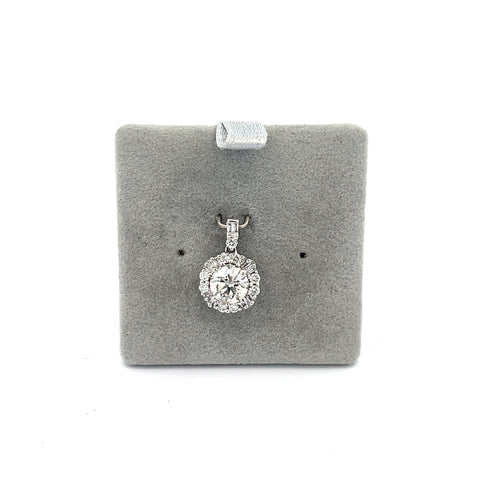 18KT WG Round Diamond Halo Pendant
