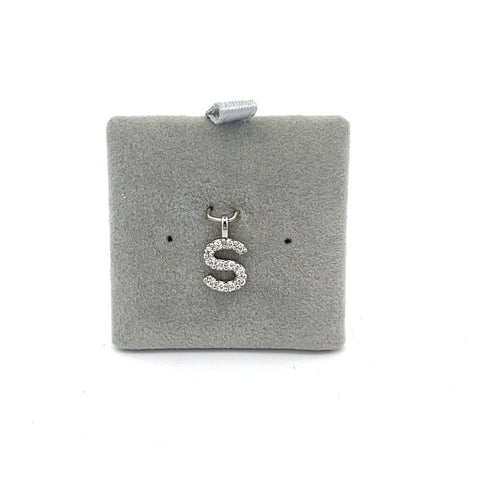 18KT WG 0.11cts 'S' Initial Pendant