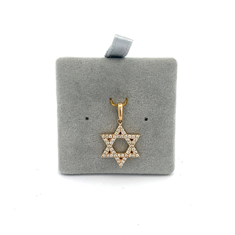 18KT YG Diamond Star of David Pendant