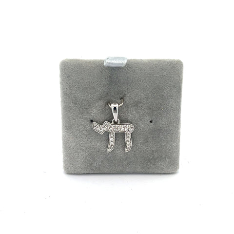 18KT WG Diamond Chai Pendant