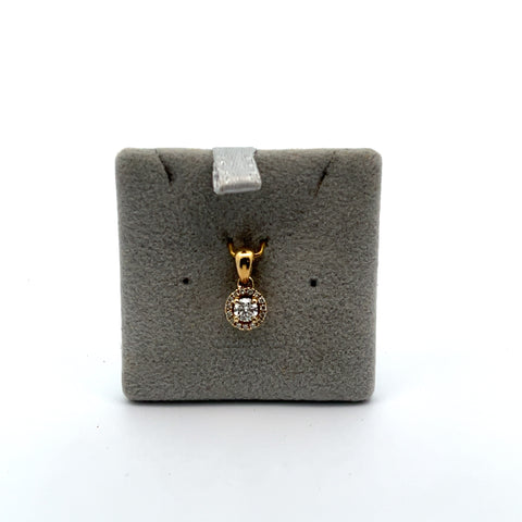 18KT YG Round Diamond Halo Pendant 0.12cts