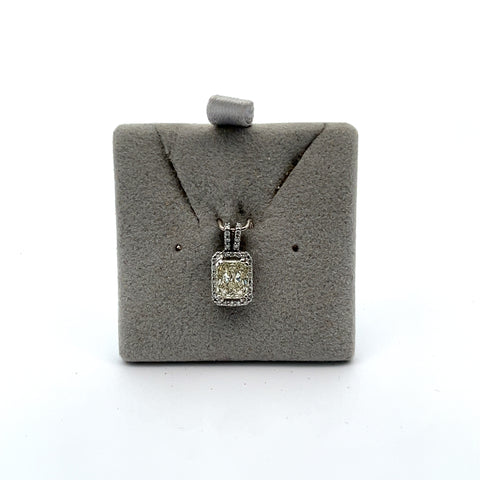 18KT WG Radiant Cut Diamond Halo Pendant