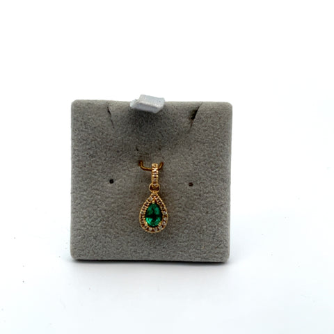 18KT YG Pear Drop Emerald Pendant