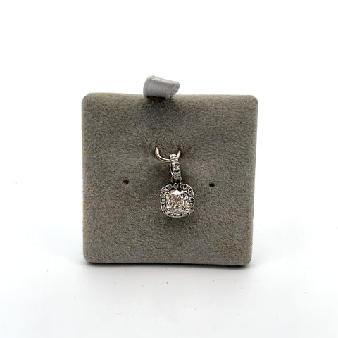 18KT WG Cushion Cut Diamond Halo Pendant