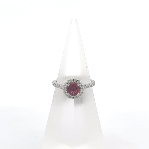 TOURM27 - 18KT WG Pink Round Tourmaline Ring