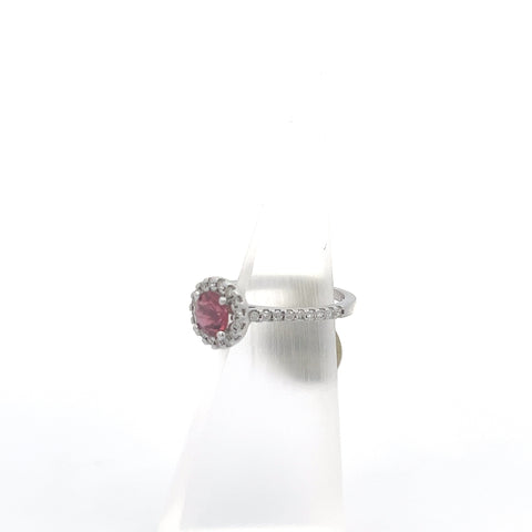 TOURM27 - 18KT WG Pink Round Tourmaline Ring