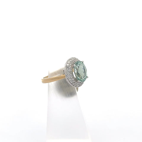 TOURM29 - 18KT YG/WG Green Oval Tourmaline Ring