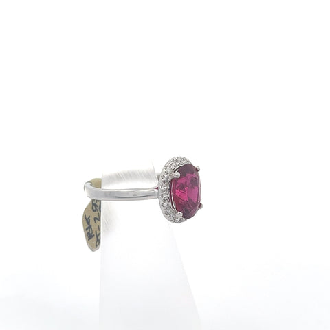 TOURM24 - 18KT WG Pink Tourmaline Oval Ring