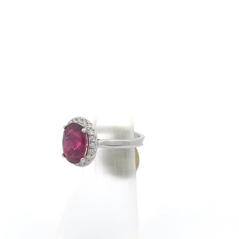 TOURM24 - 18KT WG Pink Tourmaline Oval Ring