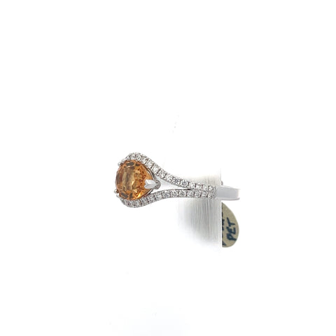 CIT2 - 18KT WG Pear Citrine and Diamond Ring