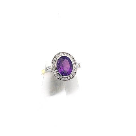 AMY3 - Amethyst & Diamond Ring