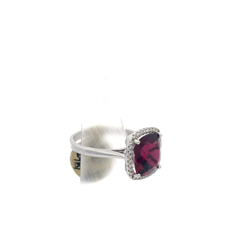 GARN2 - 18KT WG Cusion Rhodolite Garnet Ring