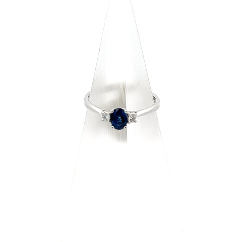 S0125 - 18kt WG Blue Oval Sapphire and Diamond Ring