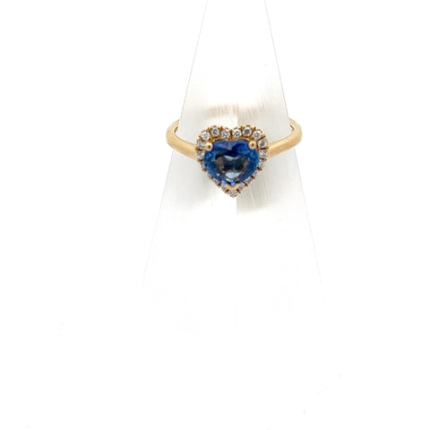 S0076 - 18kt YG Heart-Shaped Sapphire Ring