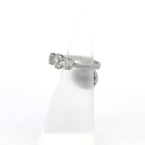 40487 - Platinum Old Cut Diamond Three Stone