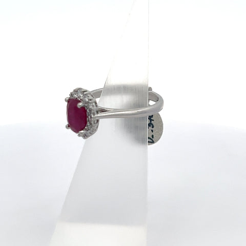 R0081 - Plat Oval Burma Ruby Ring