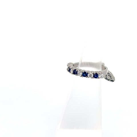 S0121 - Platinum Sapphire and Diamond 11 stone Ring