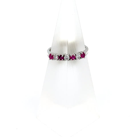 PS0101 - 18KT WG Round Pink Sapphire and Diamond 7 stone