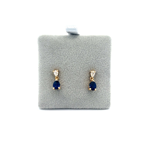 18KT YG Pear Drop Sapphire Earrings