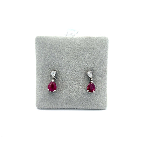 18KT WG Pear Drop Ruby Earrings