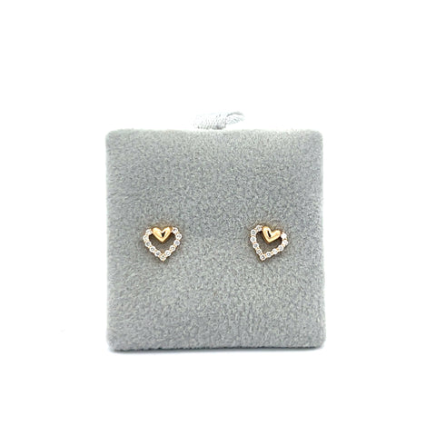 18KT YG Diamond Heart-Shaped Earrings