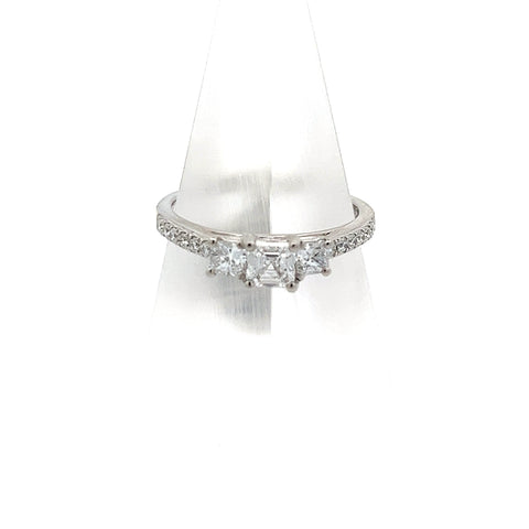 40513 - Platinum Asscher Three Stone Diamond Ring