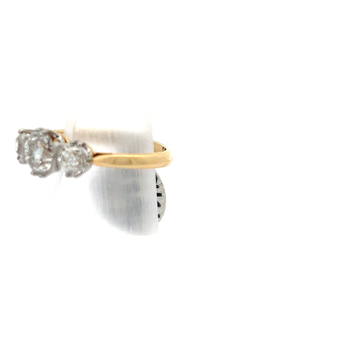 40480 - 18KT and Platinum Round Old Cut Diamond Three Stone Ring