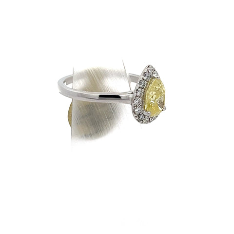 40464 - 18KT WG Pear Natural Fancy Yellow Diamond Ring