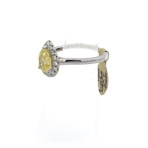 40464 - 18KT WG Pear Natural Fancy Yellow Diamond Ring