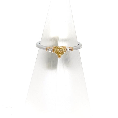 40296 - 18KT WG/YG Heart Natural Fancy Deep Green Yellow Diamond Ring